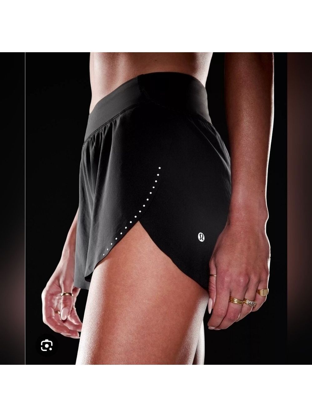 Lululemon Athletica High Rise Fast And Free Split Black Reflective Shorts